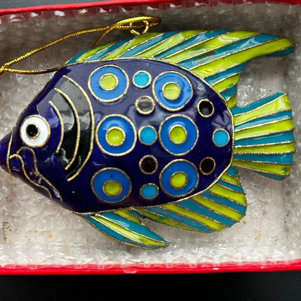 Vibrant Blue and Green Fish Hanging Decor / Ornament